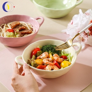 ชามซุปสองหูทรงวินเทจ ชามเซรามิกทรงแปลกตาสำหรับใช้ในบ้าน ชามโยเกิร์ตดีไซน์หรูหรา ชุดพอร์ซเลนสำหรับงานแต่งงาน อาหารค่ำ - Product Image 3