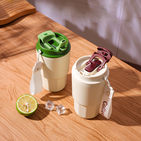Tasse à café avec logo personnalisé, flacon à vide en acier inoxydable 316, bouteille d'eau portable étanche, couvercle en PP, tasse à café thé au lait avec paille