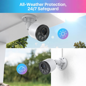 Système de caméra de sécurité IP66 étanche avec 8 caméras PoE 4K 8MP, détection humaine IA, vision nocturne couleur, NVR 4K 16 canaux et disque dur 4 To - Product Image 2