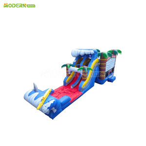 Brincolín Inflable Comercial con Tobogán <span class=keywords><strong>de</strong></span> Agua Tropical y Palmeras para Patio Trasero - Product Image 4