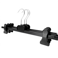 Ensemble de 10 cintres en plastique pour vêtements - 40 cm - Clips caoutchoutés antidérapants et réglables - Crochet pivotant à 360° - Gain de place