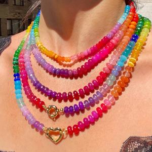 Collar de cuentas hecho a mano estilo Ins transfronterizo, con cuentas esmaltadas de colores frescos y vibrantes, cadena para clavícula, con diamantes de lujo ligero y efecto caramelo - Product Image 4