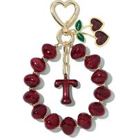 Nieuwe hartvormige sluiting acryl kraal letter kersen sleutelhanger schattige stijl fruitpatroon tas charme en hanger