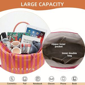 Bolsa de Mano Personalizada Impermeable de PVC con Rayas, Bolsos de Hombro con Cremallera, Bolsa Cruzada Portátil de Gran Capacidad, Bolsos de Viaje para Mujer - Product Image 2