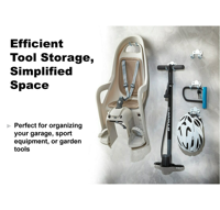 Lot de 6 crochets à outils muraux pratiques pour garage, abris de jardin, entrepôt d'équipements sportifs, solution de stockage murale polyvalente.