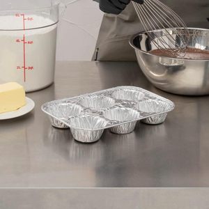 Bandeja de aluminio personalizada de grado alimenticio con 6 cavidades para muffins <span class=keywords><strong>jumbo</strong></span>, tapa de aluminio, proceso blíster, 540ml, apta para <span class=keywords><strong>microondas</strong></span>, a granel - Product Image 6