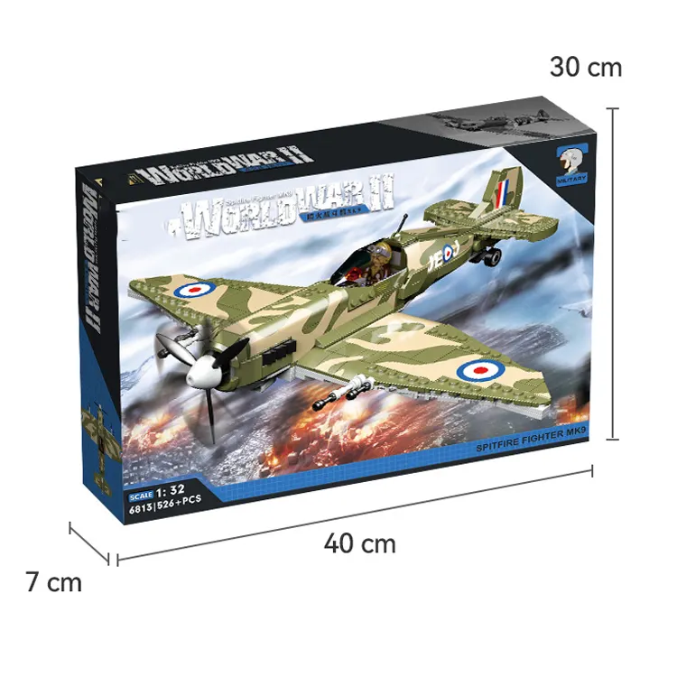 526 Uds Supermarine Spitfire MK aviones de guerra juguete ejército avión modelo Kit plástico Air Force 1 aviones juegos de bloques de construcción para niños