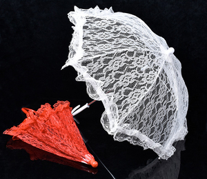 DD1511 романтический свадебный реквизит для фотографий костюм украшение для танцев зонтик вышивка цветок Свадебный белый кружевной зонтик - Product Image 3