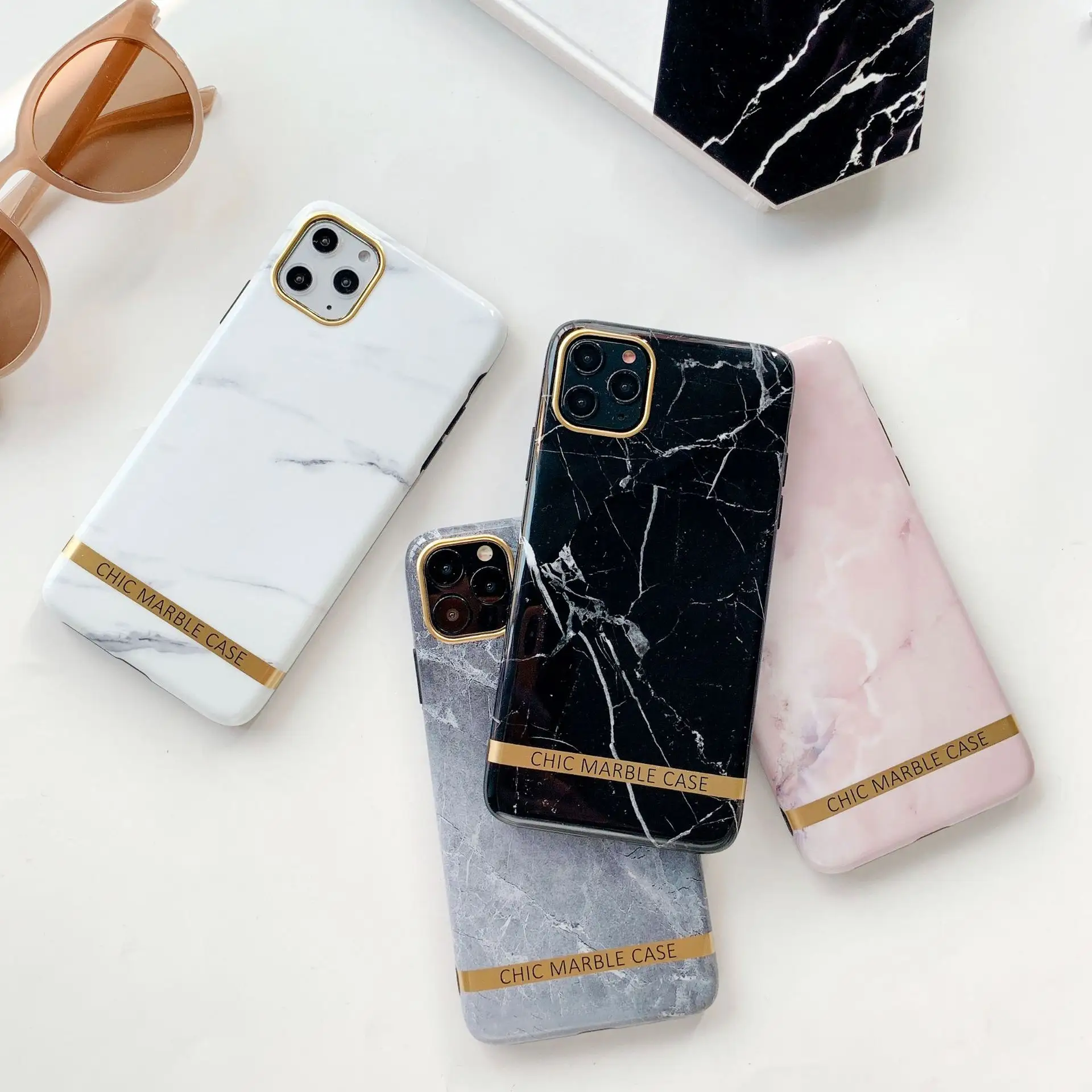 Marble Case IMD Luxury Hard PC Marble Case for iphone 15 Fashion Green Leaves Full Cover Matte Phone Cases for iphone 15 Pro Max
