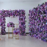 Panneau Mural de Fleurs Artificielles 3D pour Mariage, 2.4m x 2.4m, Roses Roses et Gypsophiles Blancs sur Tissu, Décoration Murale Enroulable