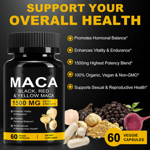 Cápsulas de Extracto de Raíz de Maca Negra, Roja y Amarilla de 1500 mg en Oferta, para Aumentar la Vitalidad Masculina, la Energía y Apoyar la Salud Reproductiva - Product Image 3