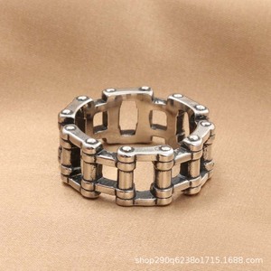 Men's <b>Titanium</b> Steel Motorcycle <b>Chain</b> Ring Retro Punk Style Silver Color Jewelry Gift - Product Image 1