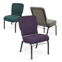 Chaises d'église empilables bleues rembourrées pour auditorium, chaises d'église en métal empilables pour pasteur