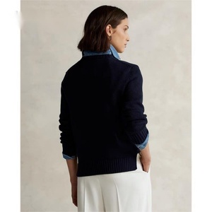 เสื้อสเวตเตอร์ถักลายดอกไม้ลำลองสำหรับผู้หญิง ฤดูใบไม้ร่วง คอทรงกลม ผ้าฝ้าย 100% ทรงหลวม ไม่เป็นขุย ไม่ยับ ไม่หด ลาย <span class=keywords><strong>Littlepony</strong></span> - Product Image 5