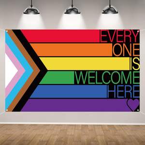 Todos son Bienvenidos Aquí, Fondo para Fotografía del Orgullo Gay, Día del Orgullo Gay, Mes del Orgullo, Desfile, Arcoíris, Pancarta Personalizable - Product Image 1