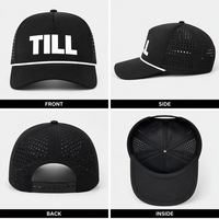 Casquette Trucker Personnalisée en Corde, 2 Couleurs Noir Blanc, Lettres Imprimées, Maille Perforée, Casquette de Baseball Ajustable, Vente en Gros OEM, Faible MOQ