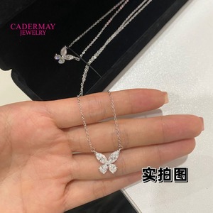 Cadermay Moissanite Butterfly Necklace S925 Silver 0.5ct Claw Setting Everyday Wear - Product Image 1