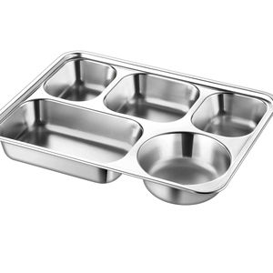 Vente directe d'usine professeur d'école étudiant grande boîte à lunch à 5 compartiments plateau de restauration rapide en acier inoxydable - Product Image 1