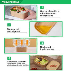 Sumkoka BPI môi trường Kraft vuông thực phẩm container 500ml dùng một lần vuông kraft giấy bát hộp đựng thức ăn - Product Image 2