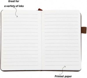Mini A6 Size Brown Leather <b>Journal</b> Pocket Notebook Hardcover with 100 Thermal Bound Sheets Gift - Product Image 3