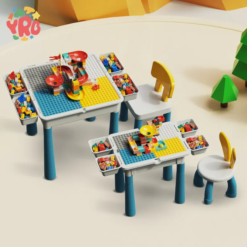 حار بيع الأطفال بناء كتلة متعددة الوظائف الطفل طاولة تعلم للأطفال لعبة لعبة الجدول كرسي كبير الجسيمات بناء كتلة الجدول
