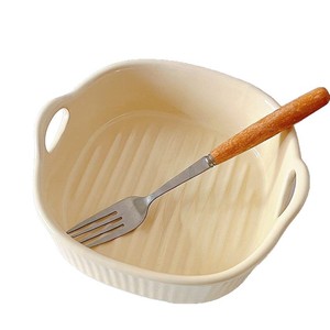 Bandeja cuadrada de cerámica para hornear con asas, apta para horno, para ensaladas, pasta y uso en freidora de aire. - Product Image 5