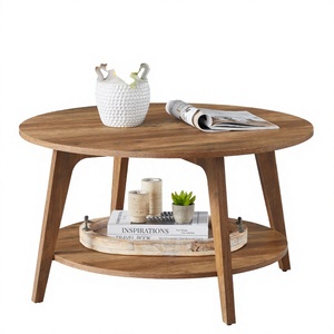 Table basse moderne Ocean WTA contemporaine en bois avec cadre en fer, étagère de rangement mobile, garantie 1 an pour le mobilier de salon - Product Image 4