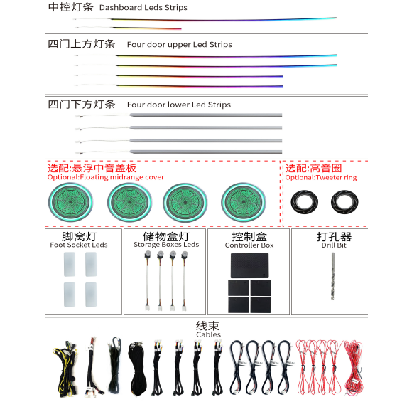 Exclusive for BMW Series 1 Hide the Embedded Light Strip Divine Light Synchronization RGB Color-changing Ambient Light