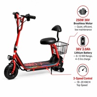 Trottinette électrique directe usine avec siège et panier, 36V 250W 3.0Ah Lithium, Bluetooth, 18-20km/h, éclairage LED, charge utile 80kg