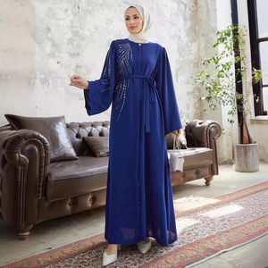 2210 # <span class=keywords><strong>Djellaba</strong></span> femmes robe musulmane turquie dubaï industrie lourde perles strass Abaya - Product Image 2