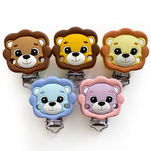 Clip para chupete de bebé con forma de animal, de silicona de grado alimenticio, no tóxico, 10 colores, con forma de león, cadena de joyería para la dentición, collar mordedor - Product Image 5