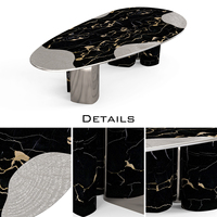 Hochwertige Moderne Elegante Design Luxus Marmor & Messing Esstische mit Schwarzem Nickel-Finish für Esszimmer