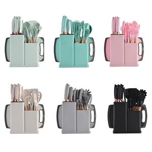 Juego de Utensilios de Cocina de Silicona de 19 Piezas Más Vendido con Mango de Madera y Cubo de Almacenamiento con Tabla de Cortar - Product Image 1