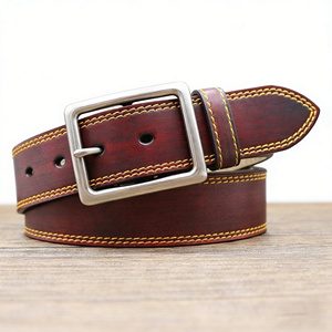 Belt Manufacturer Wholesale Retro Distressed Colorful Genuine Cowhide Leather Men's Belt <b>Tie</b>-dye Brush-Off Vintage Leather Belt - Product Image 6