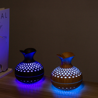 Diffuseur d'Arômes Humidificateur USB 300ML, Vase à Fleurs, Ultrasonique, Purificateur d'Air, Grain de Bois, Atomiseur d'Huiles Essentielles pour Voiture