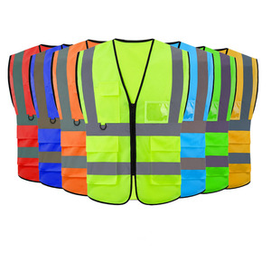 Logotipo personalizado ANSI Clase 2 impermeable blanco construcción de carreteras chaleco de seguridad correas reflectantes correas ajustables bolsillos seguridad vial - Product Image 2