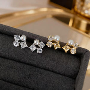 22705 Accessoires de perles DIY, boucles d'oreilles fines en argent S925 avec perles rondes de 4-5 mm, bijoux en or et argent avec support vide et clous d'oreille - Product Image 3