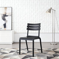 Chaise de salle à manger moderne en plastique, dossier horizontal à lattes, moulage monobloc, confortable, durable et élégante pour la maison, le restaurant et le bistrot