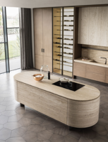 Gabinete de Cocina Moderno de Diseño Song con Puertas de Madera Contrachapada, Diseño de Panel de Madera, Uso Comercial, Garantía de 5 Años, Tamaño y Color Personalizables