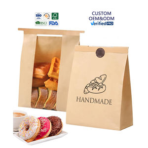 Bolsas Ziplock para <span class=keywords><strong>disfraces</strong></span> de papel Kraft hechas a mano ecológicas, ventana de bloqueo de lengüeta de corbata de estaño reciclable para pan, Pizza, Sushi, almacenamiento de gelatina - Product Image 1