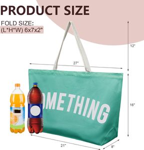 Sac de shopping en tissu de coton naturel grande capacité avec impression de logo personnalisé, sac fourre-tout en toile extra large - Product Image 2