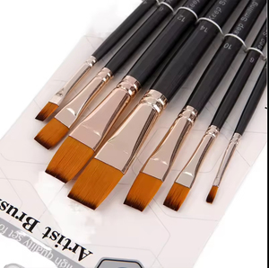 ชุดแปรงระบายสีน้ำหัวแบนหลายขนาด Keep Smiling Professional พร้อมขนแปรงไนลอน สำหรับระบายสีบนหินและเซรามิก - Product Image 4