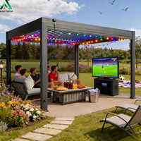 Pergola bioclimatique ANCSEM 3x4m avec poutres et lames réglables de 150 mm, gazebo extérieur en aluminium pour jardin et visionnage de football