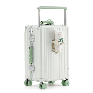 Leavesking Wide Trolley Koffer <span class=keywords><strong>Maleta</strong></span> de diseño de bloqueo de color con portavasos y rueda de patinaje Equipaje de cabina naranja 26 PULGADAS - Product Image 6