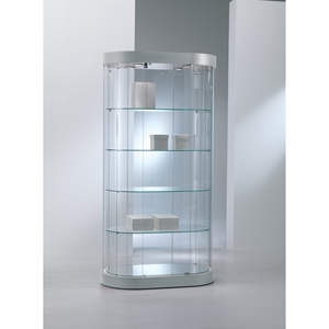 Vitrina Moderna de Vidrio Curvo 97x56x190cm Gris Claro con Estantes Ajustables e Iluminación LED - Product Image 1