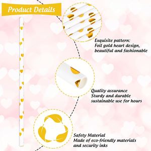 Gold Foil Heart Paper <b>Straws</b> Heart Disposable <b>Drinking</b> <b>Straws</b> Valentines Party Decorative <b>Straws</b> <b>for</b> Wedding Birthday Party - Product Image 4