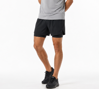 Shorts de course 2-en-1 pour hommes à taille élastique, poches latérales, séchage rapide, respirants, avec doublure intérieure personnalisable OEM pour la gym, le fitness et l'entraînement sportif