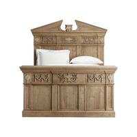 Lit mural King Size en bois massif sculpté, style Mid-Century Modern, réglable en hauteur, écologique, mobilier de chambre personnalisé, style vintage américain