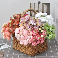 Bunga Buket Mini Ranunculus Mawar Teh Buatan Grosir untuk Dekorasi Wisuda, Hari Ibu, Hari Valentine, Rumah, dan Pernikahan