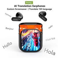 Casque de jeu sans fil HTC NE20 AI True Wireless, traduction de 165 langues, BT6.0, écran LCD, qualité sonore HD, écouteurs élégants, réduction du bruit